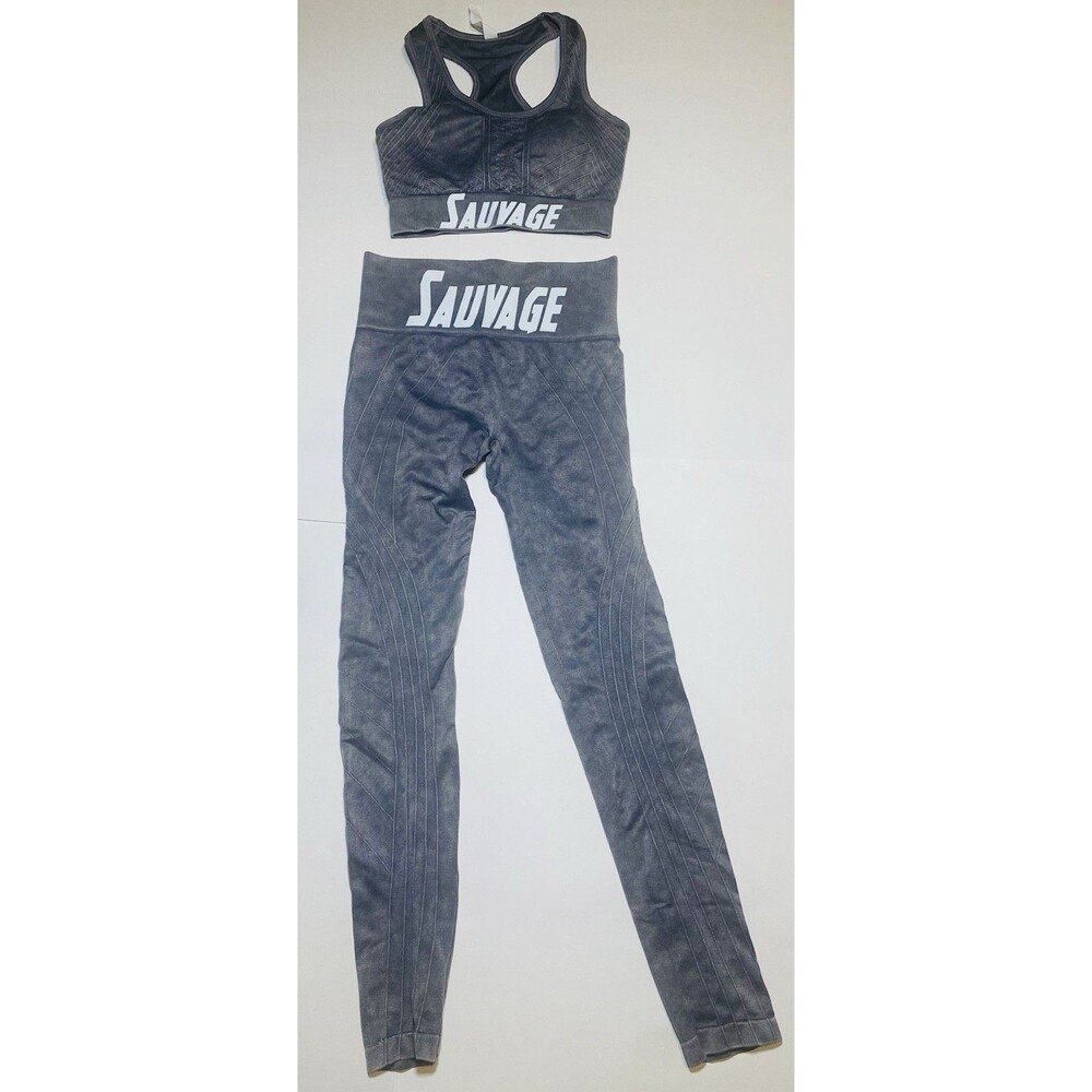 Yelete Women’s Sauvage Seamless Activewear Set Gray Leggings Bra Size Small